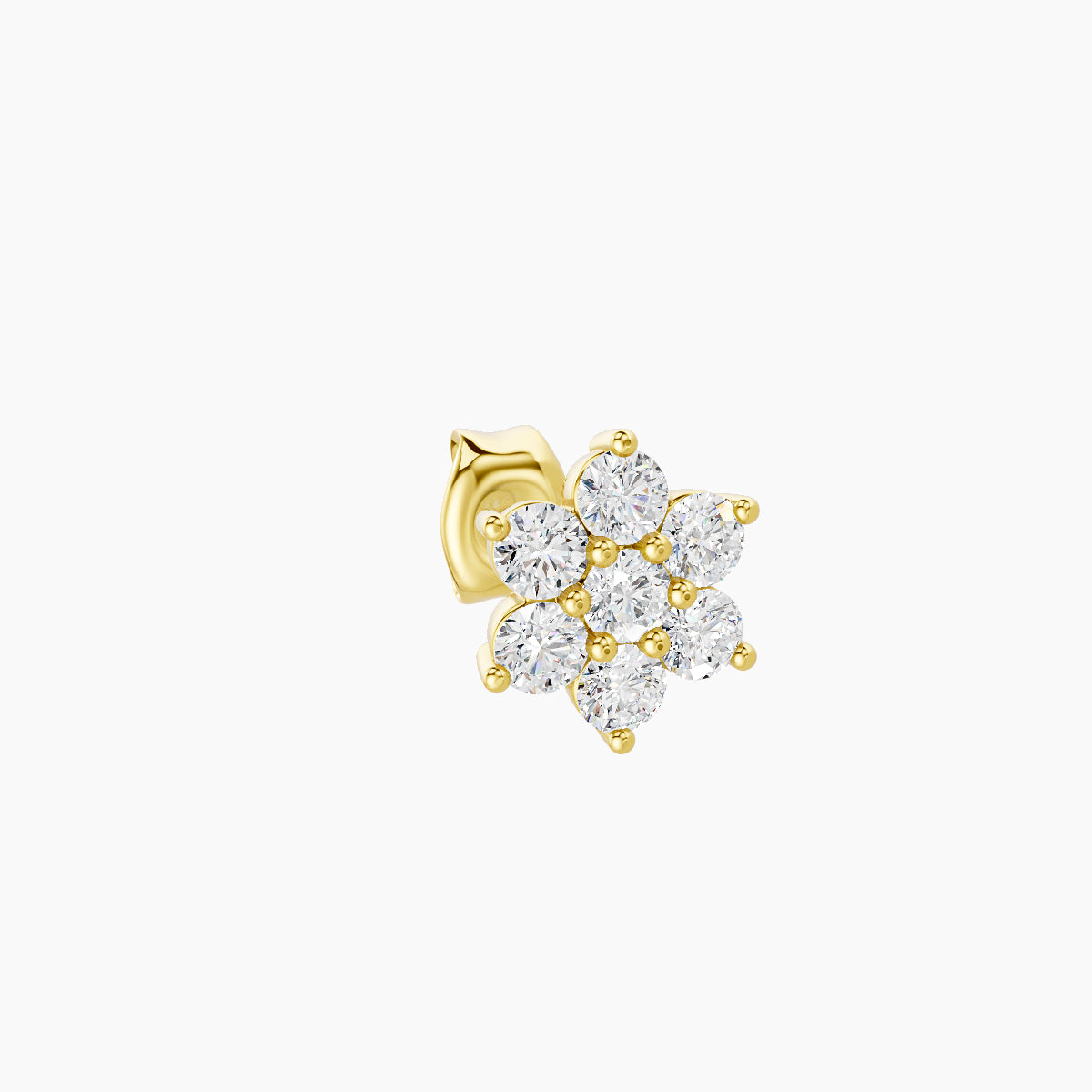 Chloris | 18k Yellow Gold 6 mm Flower Diamond Earring