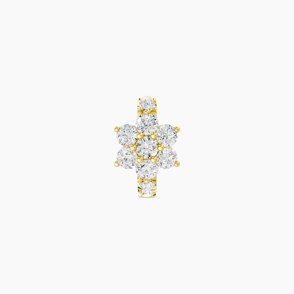 Chloris | 18k Yellow Gold 5 mm Flower Diamond Hoop Piercing