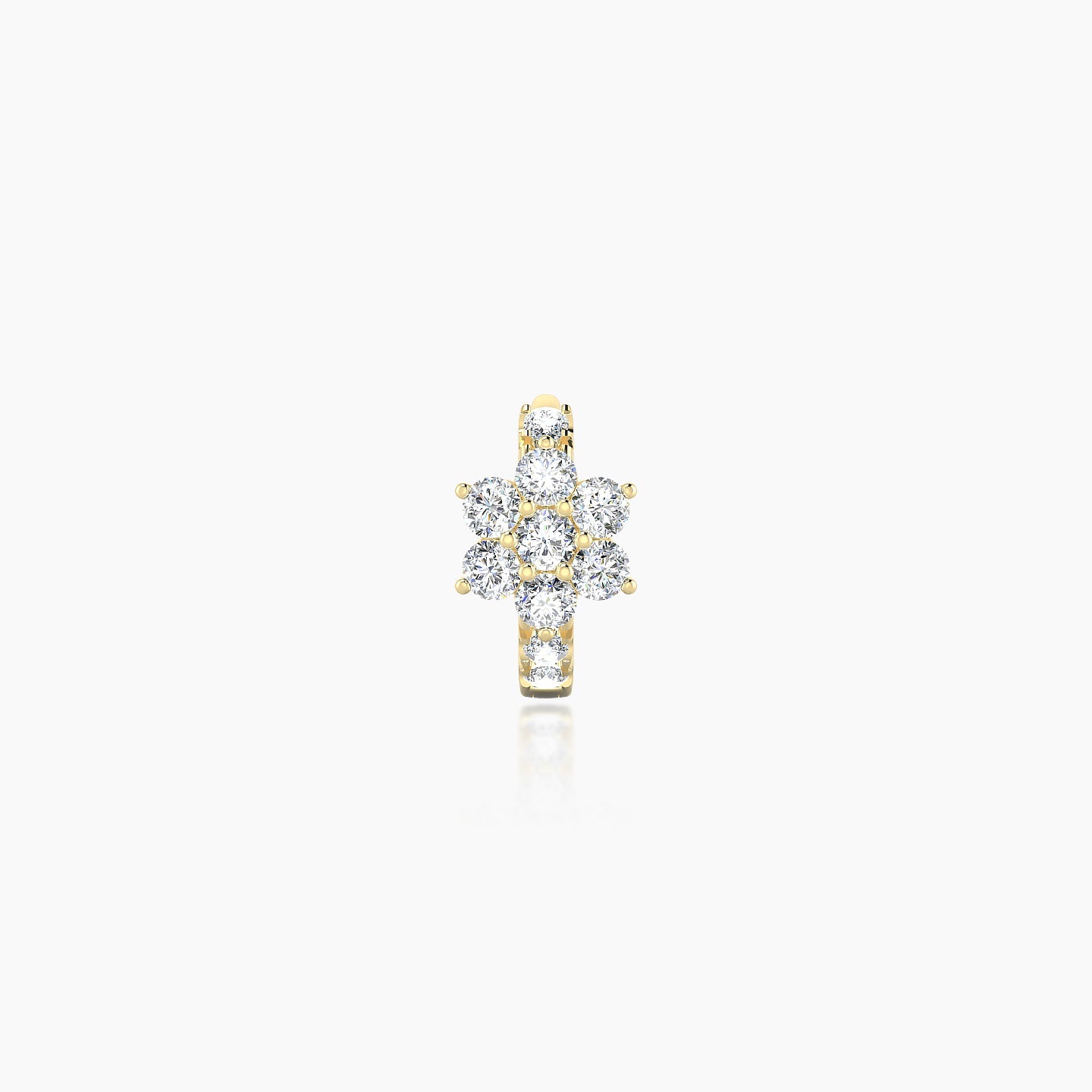 Chloris | 18k Yellow Gold 5 mm Flower Diamond Hoop Piercing