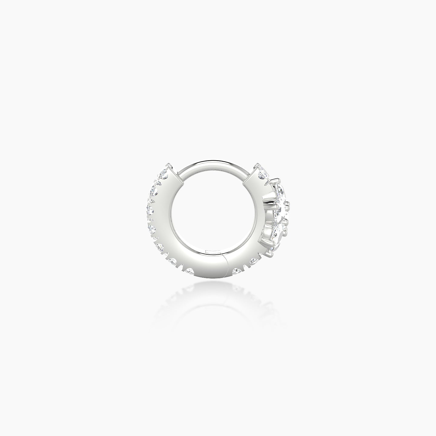 Chloris | 18k White Gold 5 mm Flower Diamond Hoop Piercing