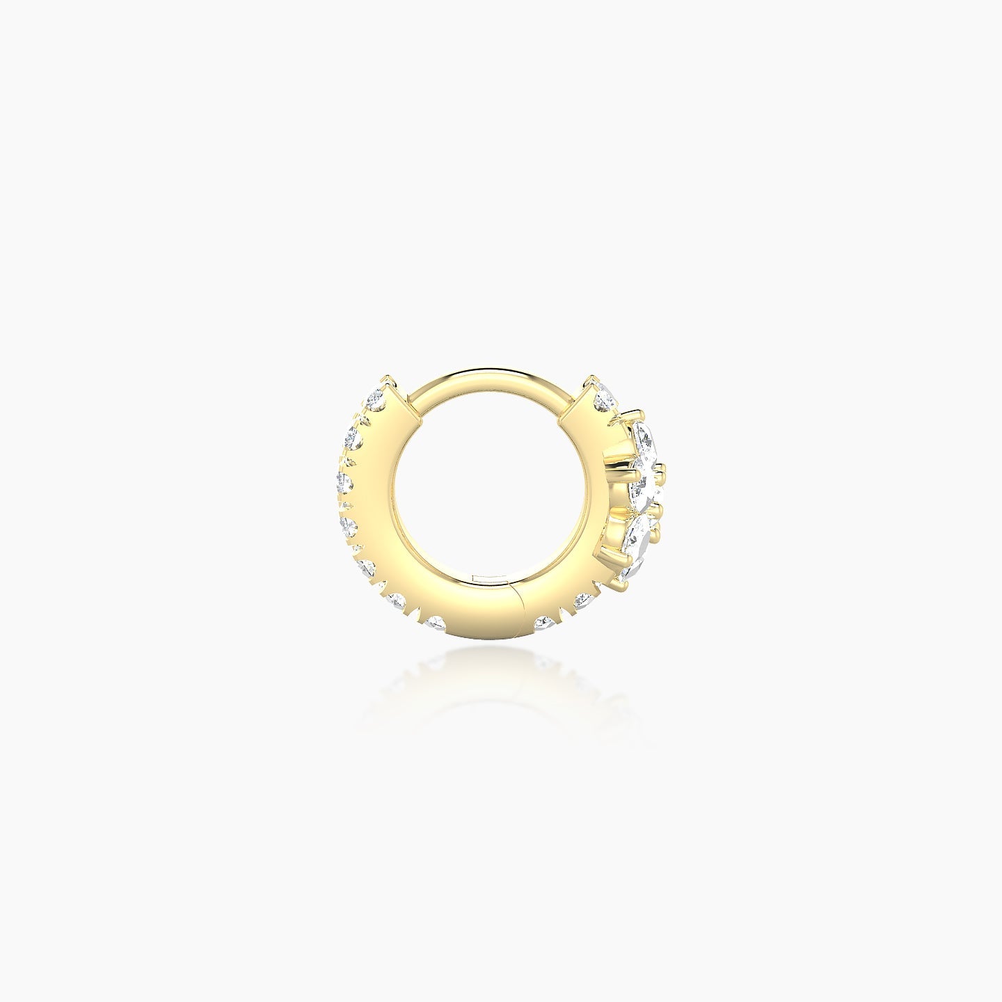 Chloris | 18k Yellow Gold 5 mm Flower Diamond Hoop Piercing