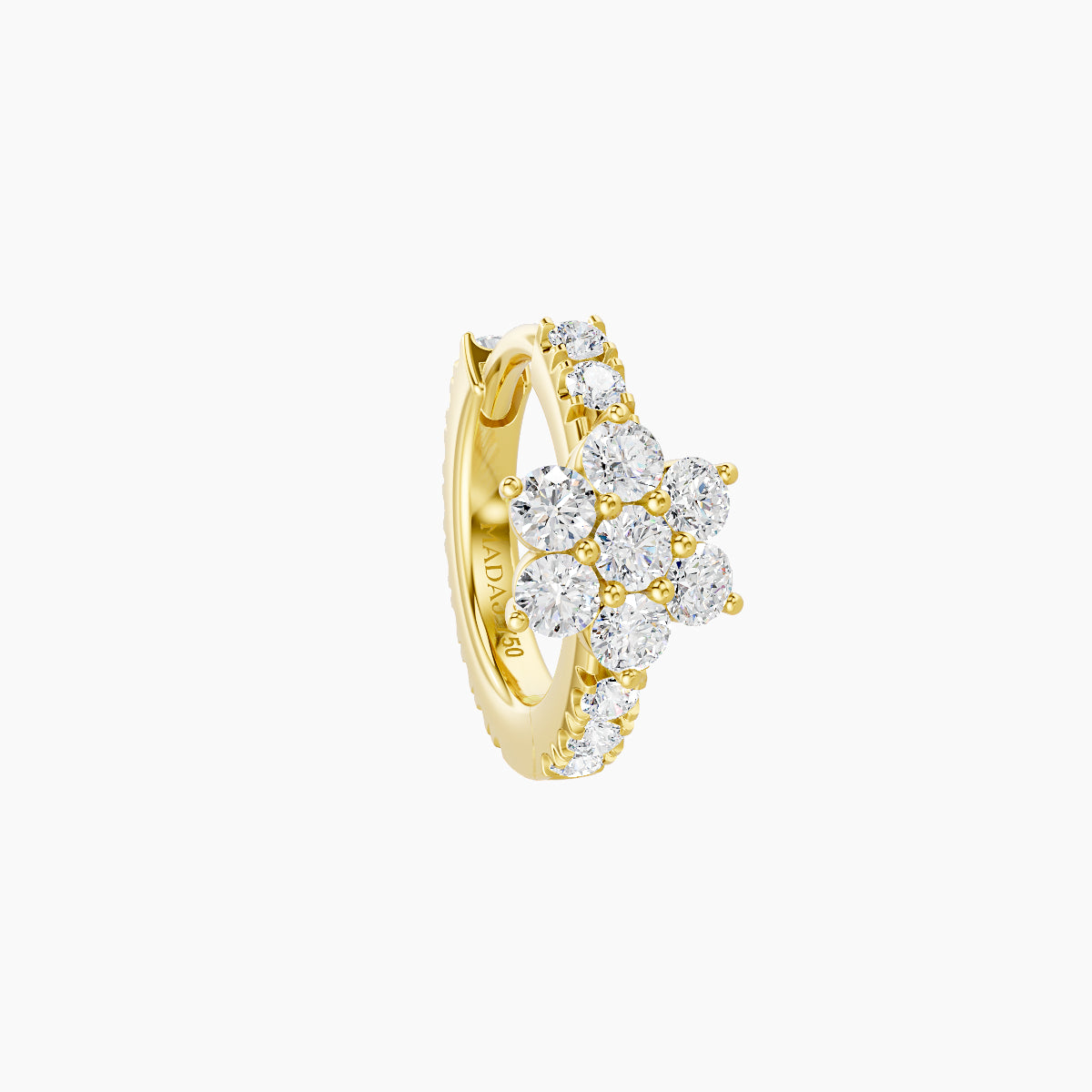 Chloris | 18k Yellow Gold 6.5 mm Flower Diamond Hoop Piercing