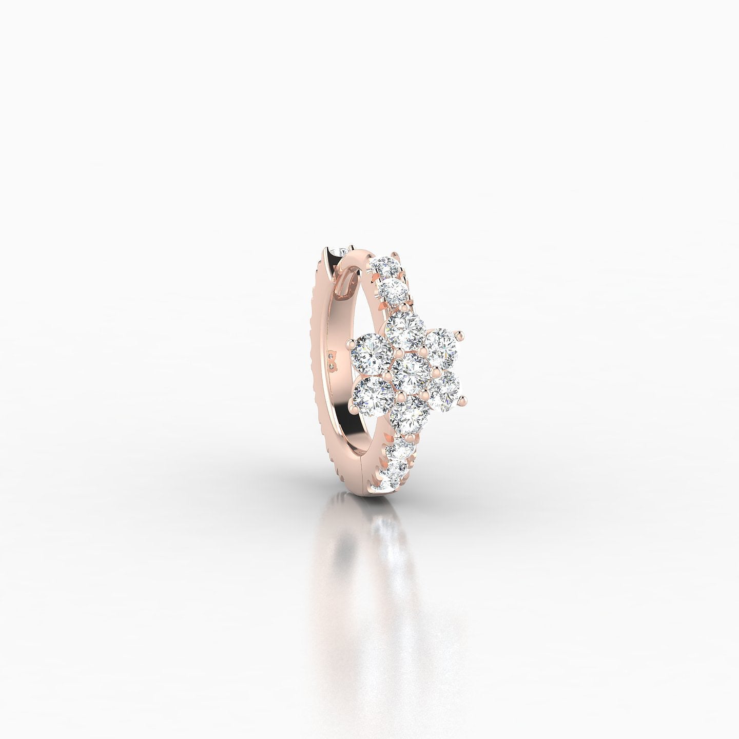 Chloris | 18k Rose Gold 6.5 mm Flower Diamond Hoop Piercing