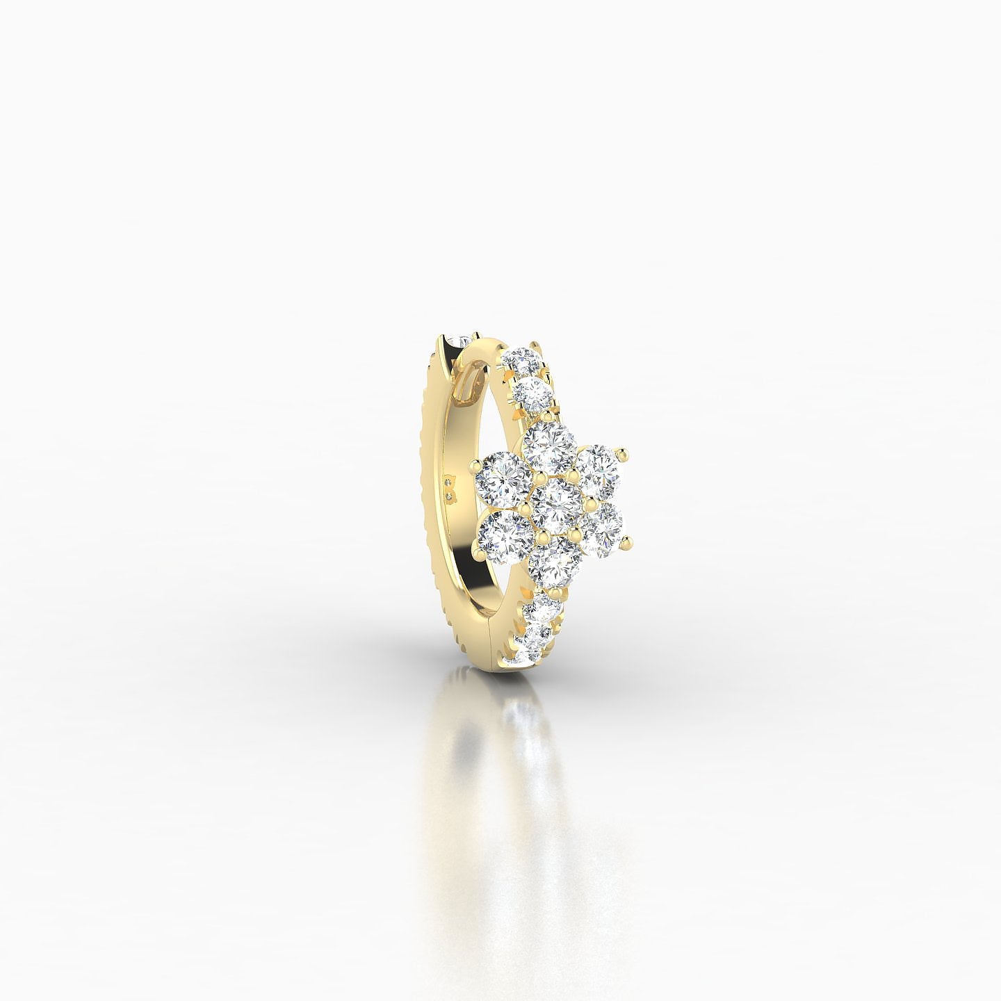 Chloris | 18k Yellow Gold 6.5 mm Flower Diamond Hoop Piercing