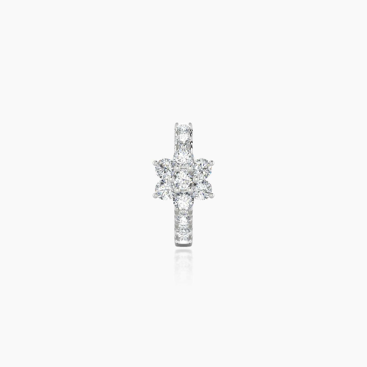 Chloris | 18k White Gold 6.5 mm Flower Diamond Hoop Piercing