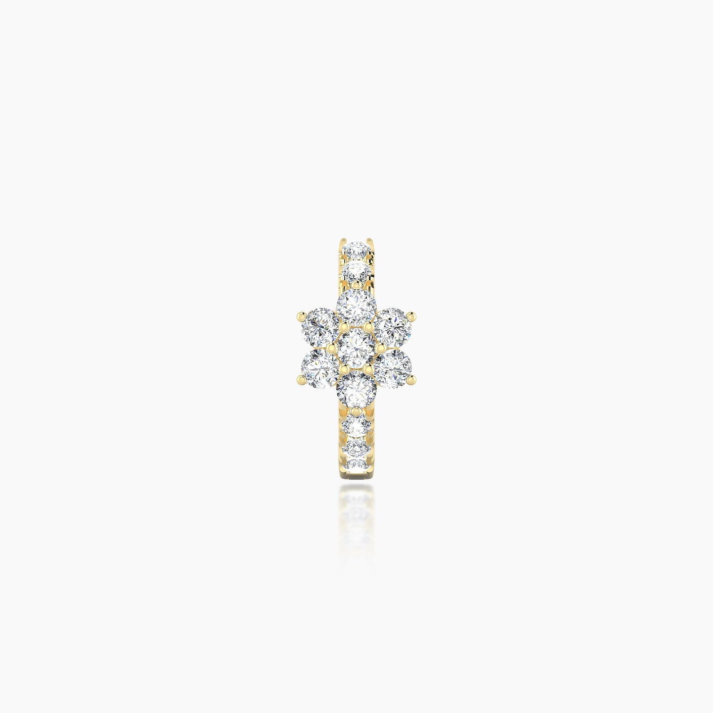 Chloris | 18k Yellow Gold 6.5 mm Flower Diamond Hoop Piercing