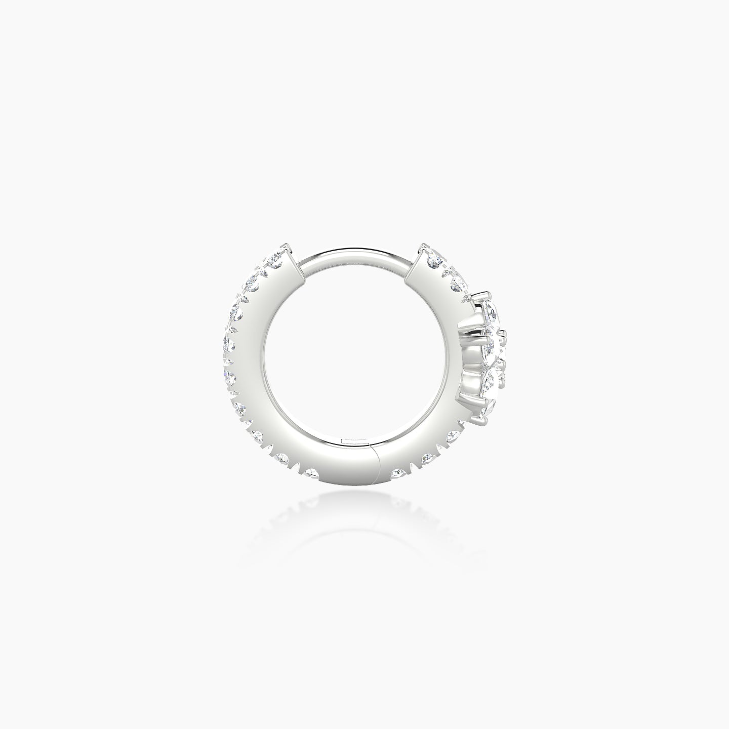 Chloris | 18k White Gold 6.5 mm Flower Diamond Hoop Piercing