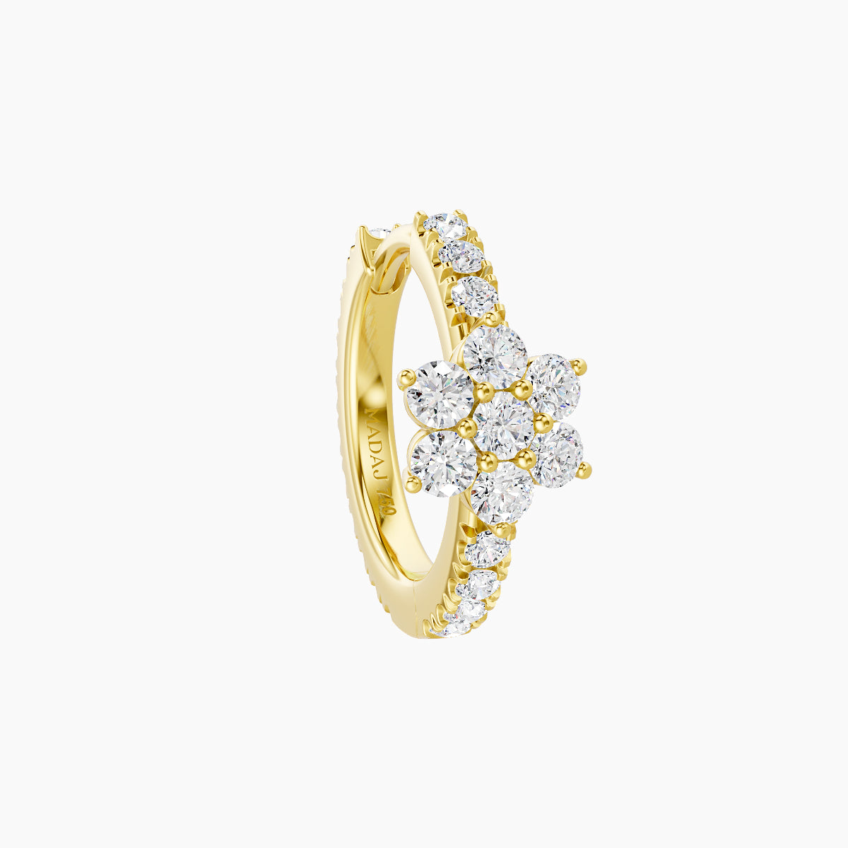 Chloris | 18k Yellow Gold 8 mm Flower Diamond Hoop Piercing