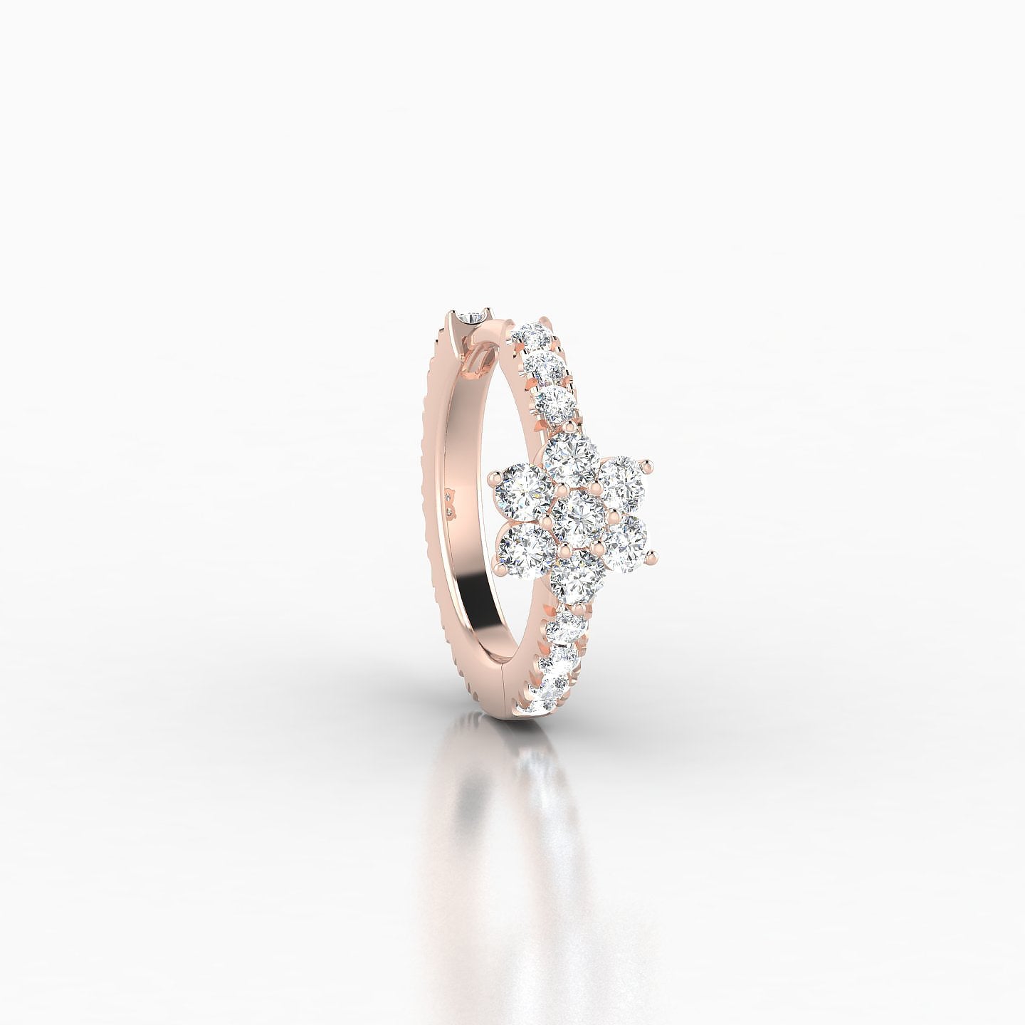 Chloris | 18k Rose Gold 8 mm Flower Diamond Hoop Piercing