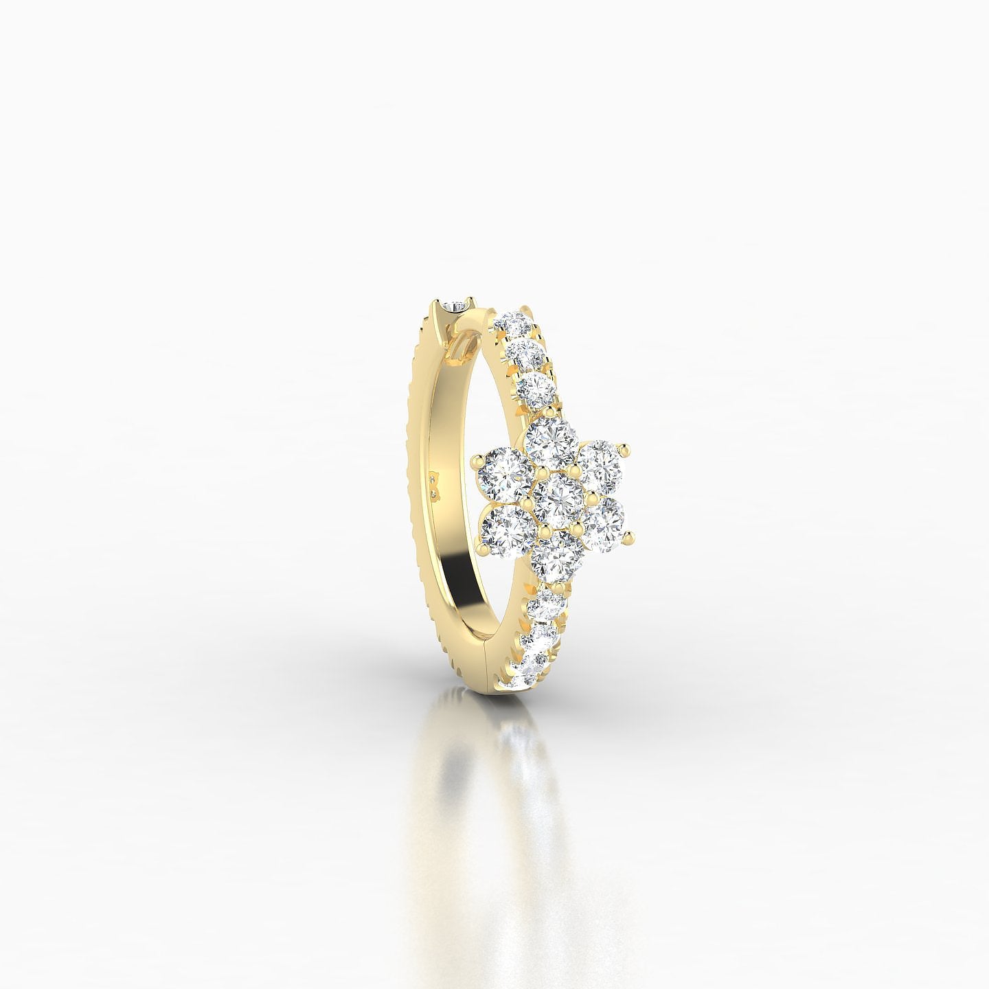 Chloris | 18k Yellow Gold 8 mm Flower Diamond Hoop Piercing