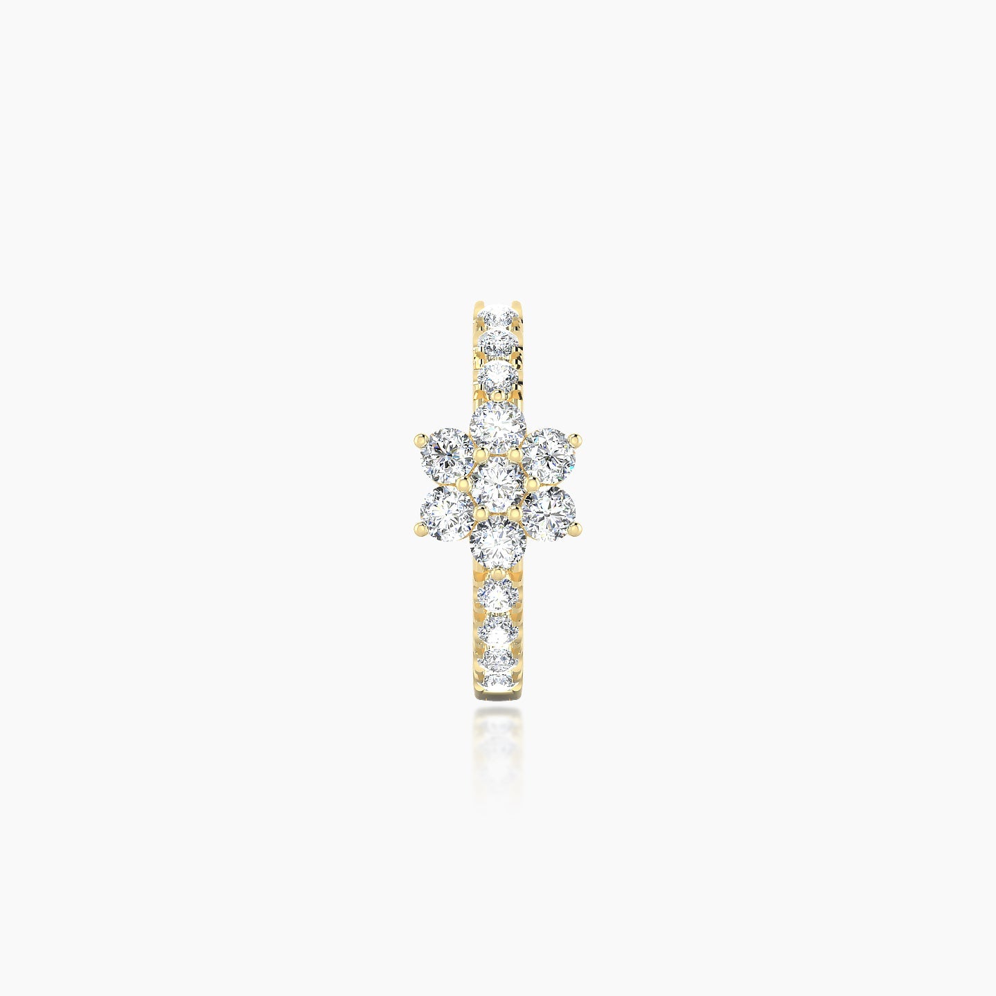 Chloris | 18k Yellow Gold 8 mm Flower Diamond Hoop Piercing