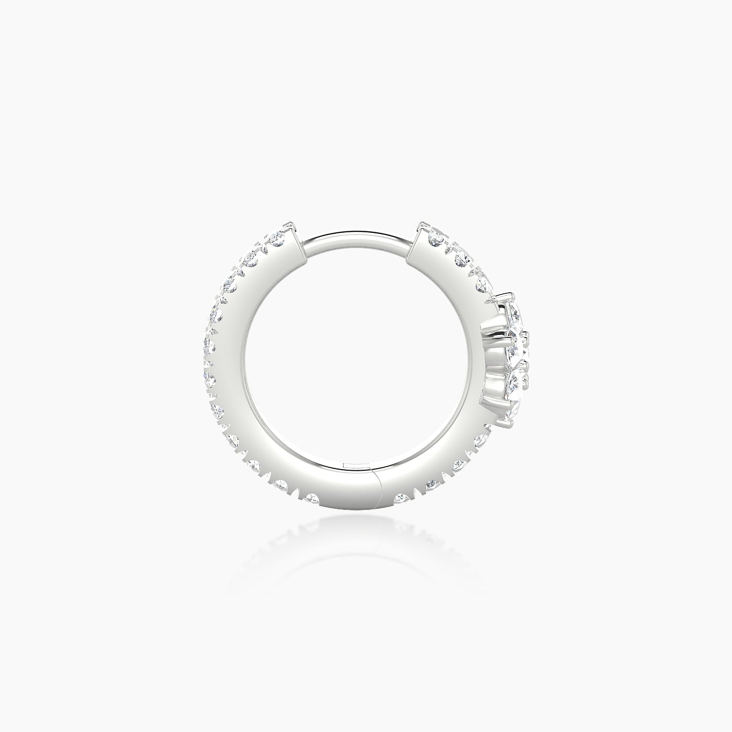 Chloris | 18k White Gold 8 mm Flower Diamond Hoop Piercing