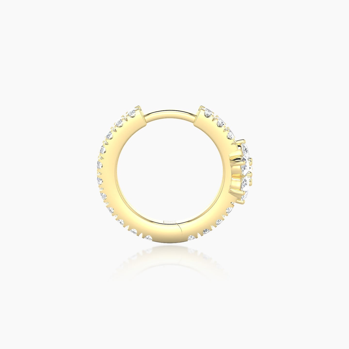 Chloris | 18k Yellow Gold 8 mm Flower Diamond Hoop Piercing