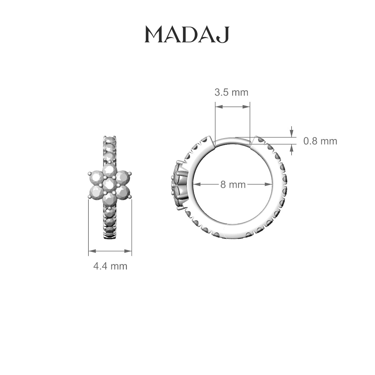 Chloris | 18k Rose Gold 8 mm Flower Diamond Hoop Piercing