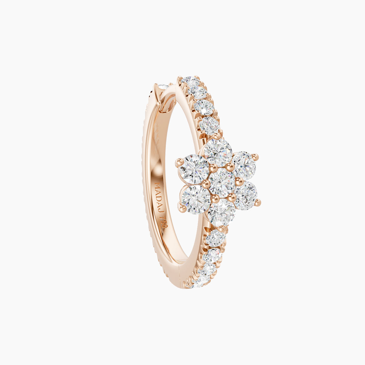 Chloris | 18k Rose Gold 9.5 mm Flower Diamond Hoop Piercing