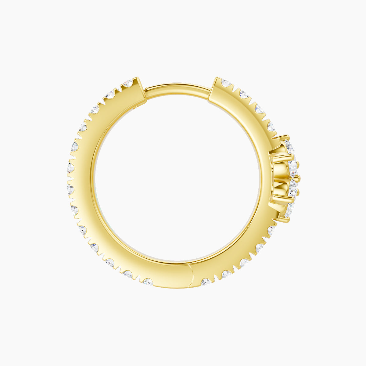 Chloris | 18k Yellow Gold 9.5 mm Flower Diamond Hoop Piercing