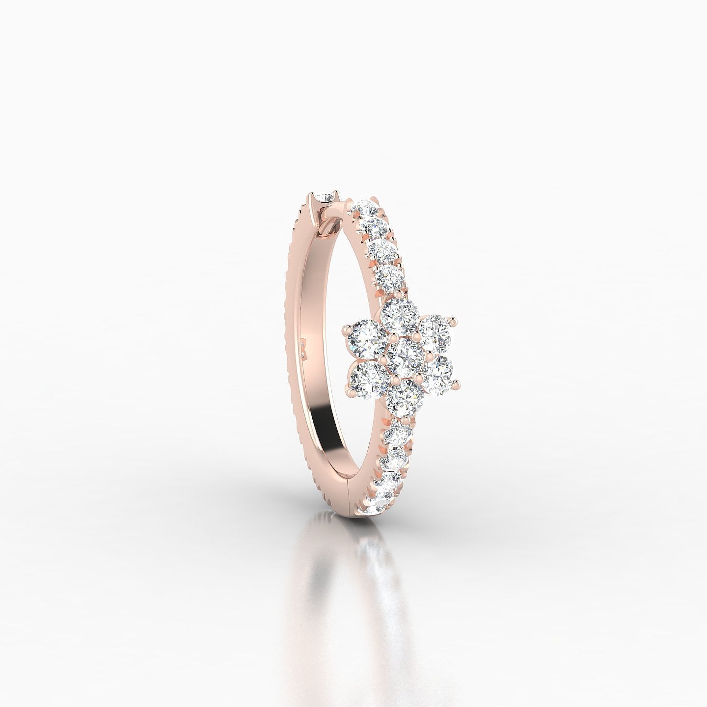 Chloris | 18k Rose Gold 9.5 mm Flower Diamond Hoop Piercing