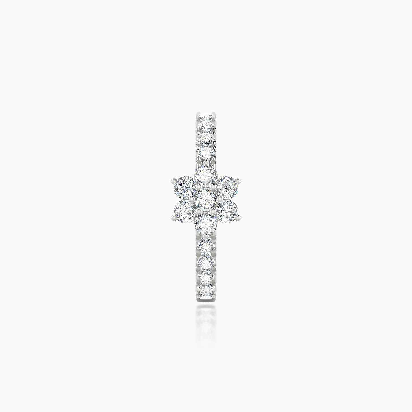 Chloris | 18k White Gold 9.5 mm Flower Diamond Hoop Piercing