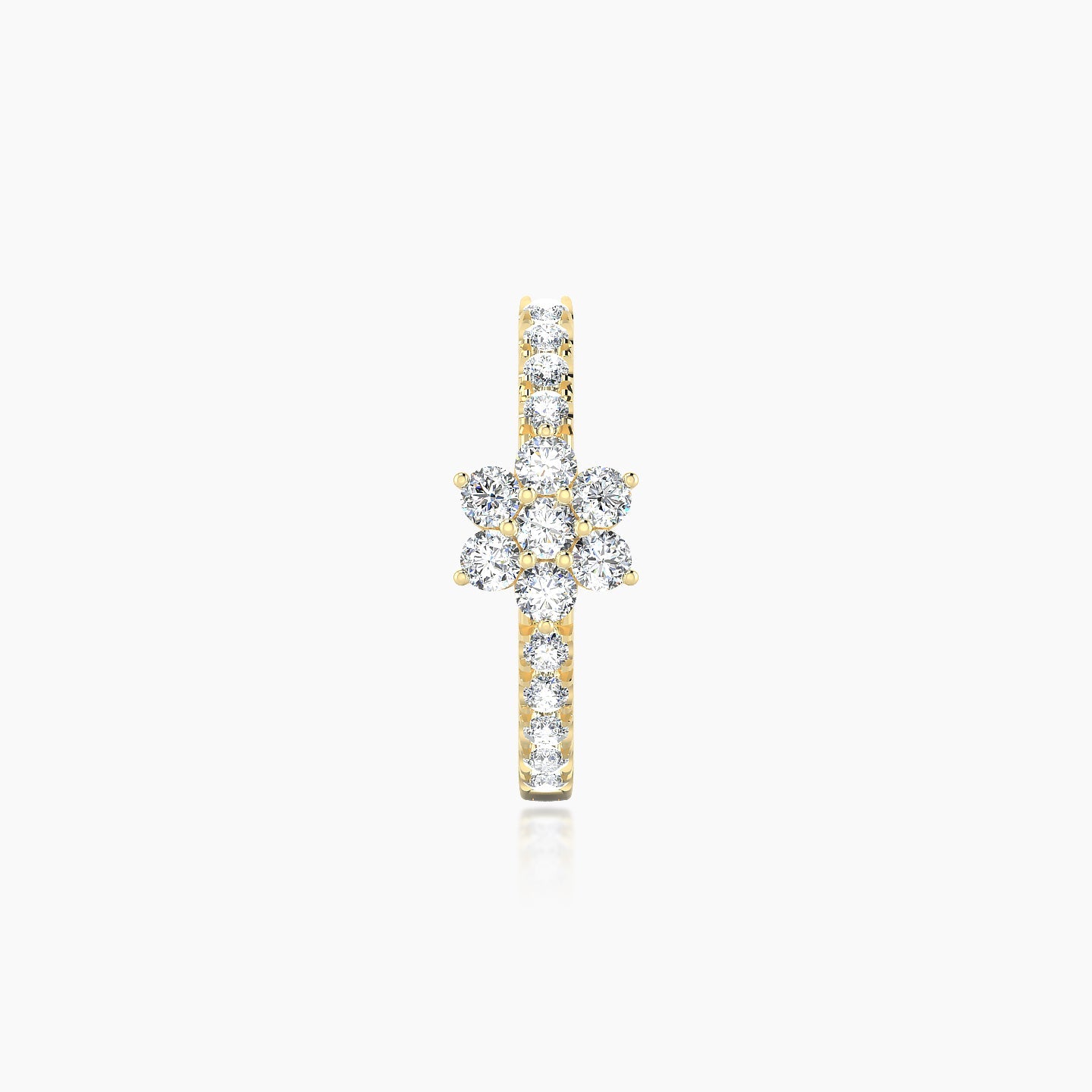 Chloris | 18k Yellow Gold 9.5 mm Flower Diamond Hoop Piercing