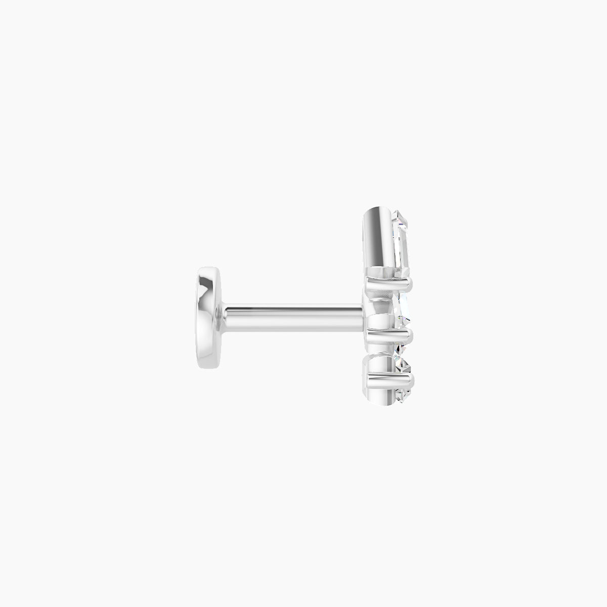 Circe | 18k White Gold 7 mm 5 mm Trilogy Diamond Left Piercing