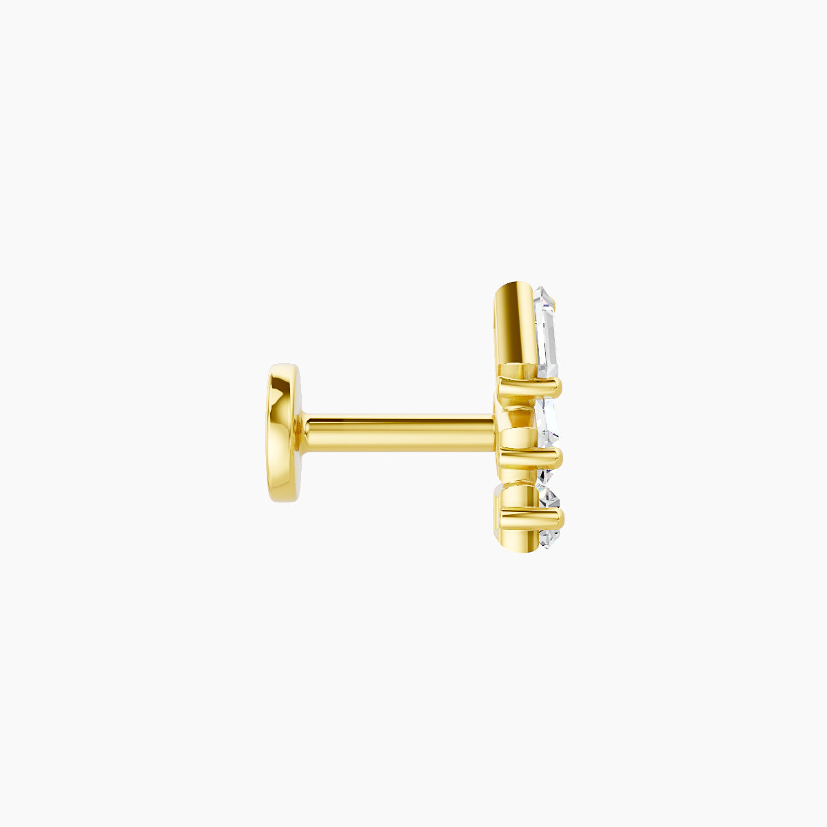 Circe | 18k Yellow Gold 7 mm 5 mm Trilogy Diamond Left Piercing