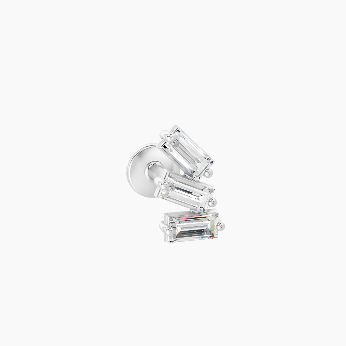 Circe | 18k White Gold 7 mm 5 mm Trilogy Diamond Right Piercing