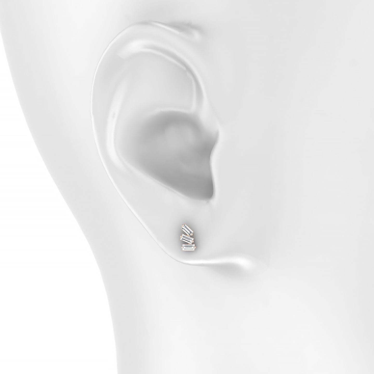 Circe | 18k Rose Gold 7 mm 5 mm Trilogy Diamond Right Piercing