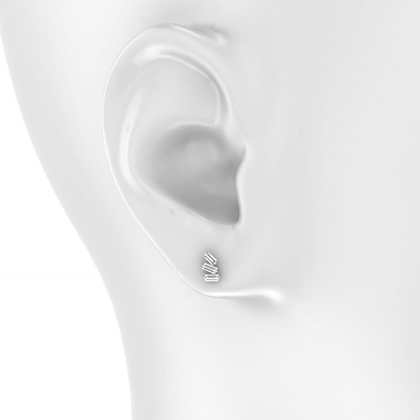 Circe | 18k White Gold 7 mm 5 mm Trilogy Diamond Right Piercing