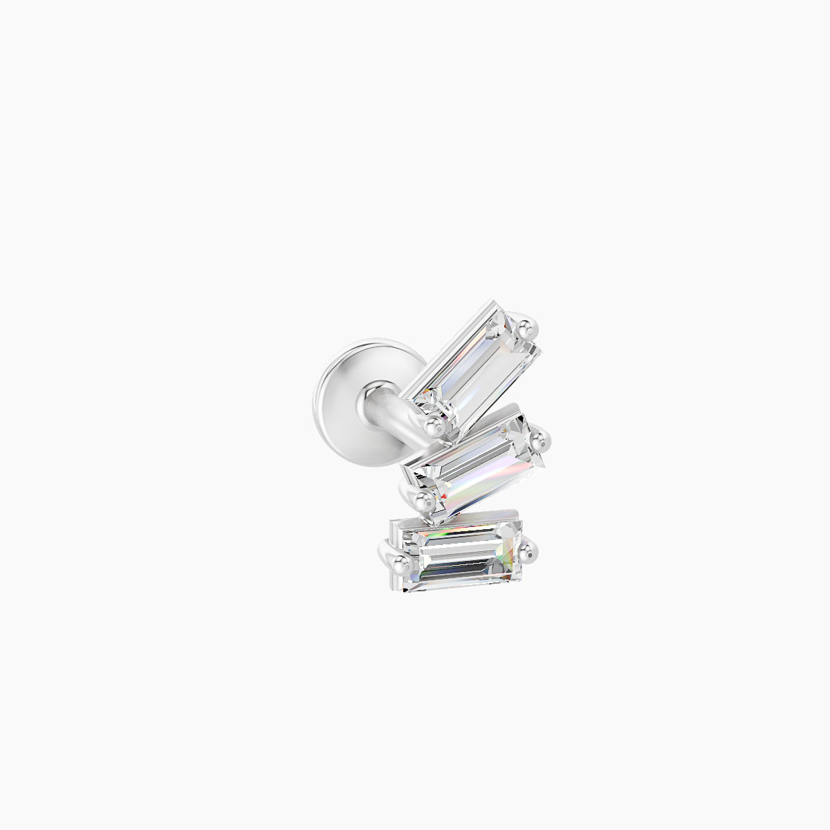 Circe | 18k White Gold 7 mm 6.5 mm Trilogy Diamond Left Piercing