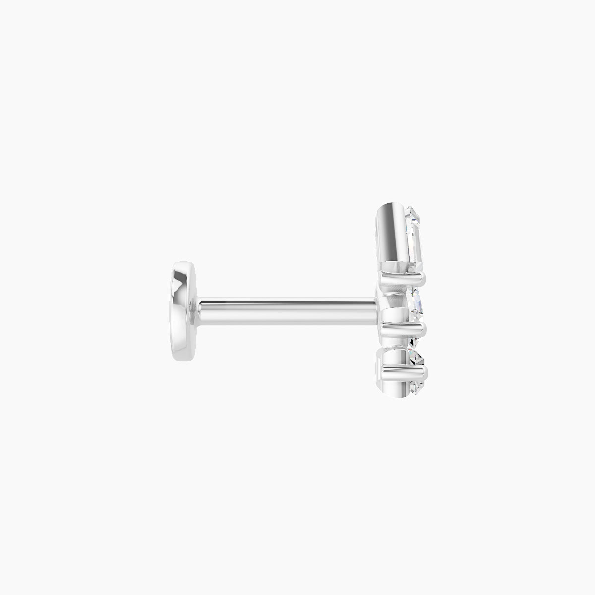 Circe | 18k White Gold 7 mm 6.5 mm Trilogy Diamond Left Piercing