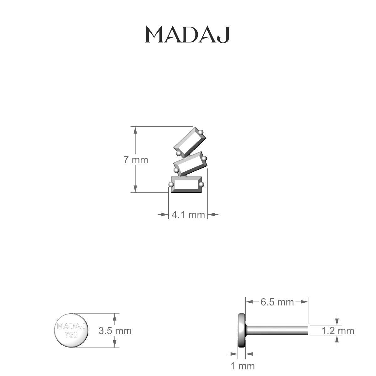 Circe | 18k Rose Gold 7 mm 6.5 mm Trilogy Diamond Left Piercing