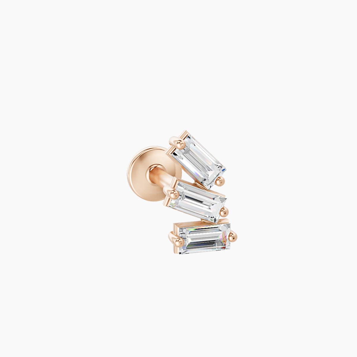 Circe | 18k Rose Gold 7 mm 6.5 mm Trilogy Diamond Right Piercing