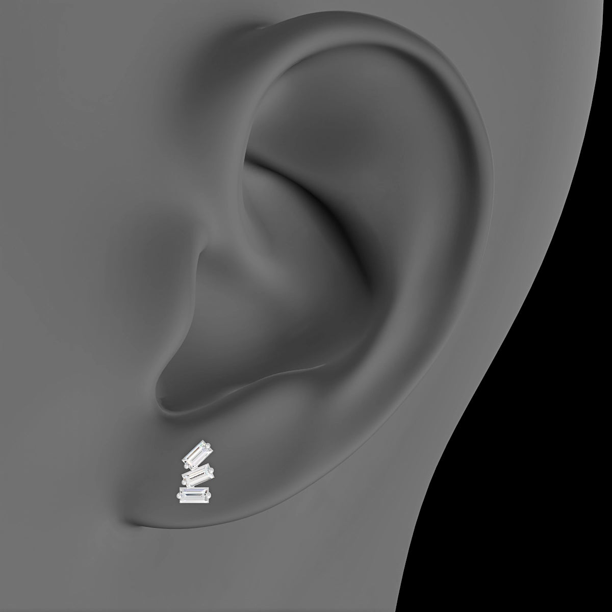 Circe | 18k White Gold 7 mm 8 mm Trilogy Diamond Left Piercing