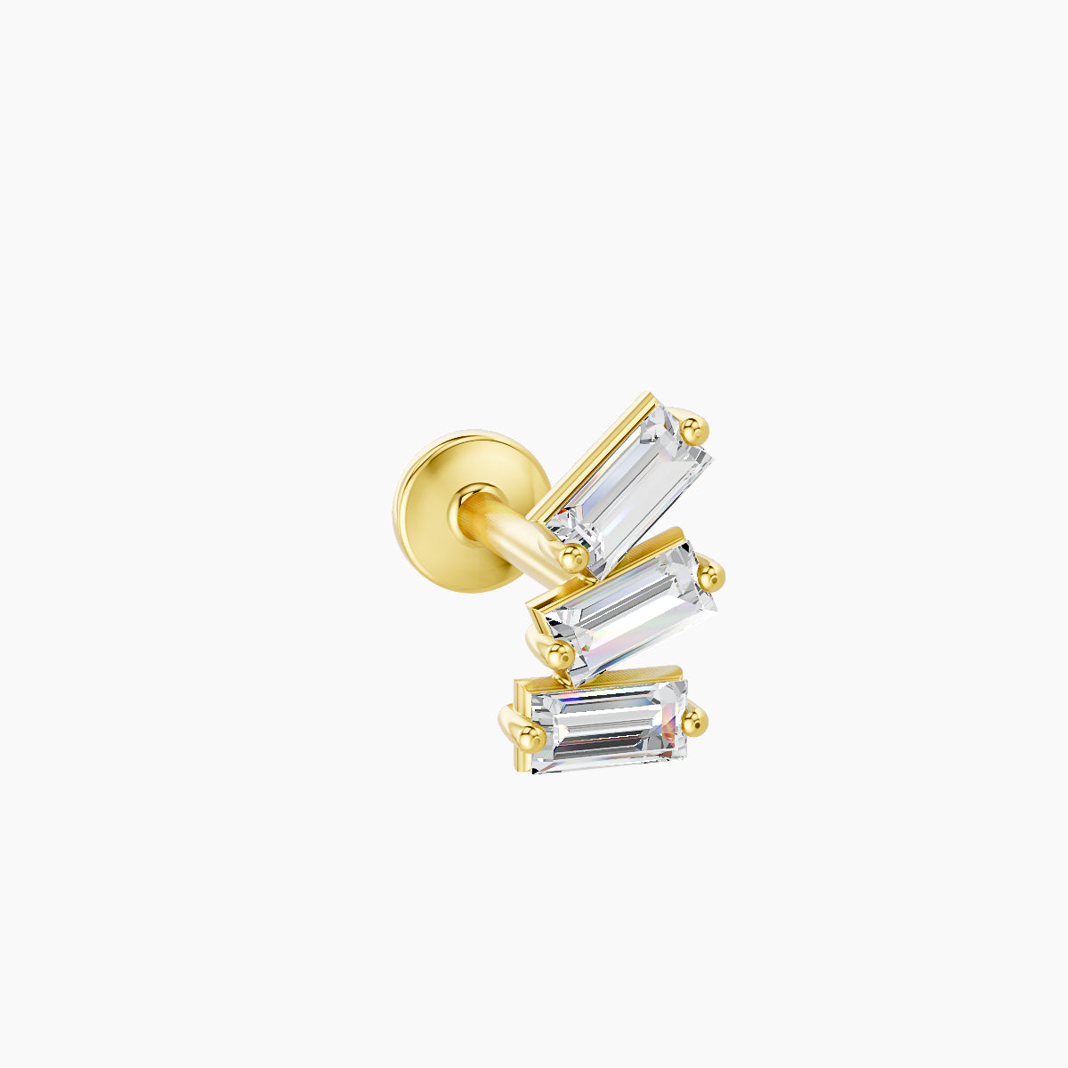 Circe | 18k Yellow Gold 7 mm 8 mm Trilogy Diamond Left Piercing