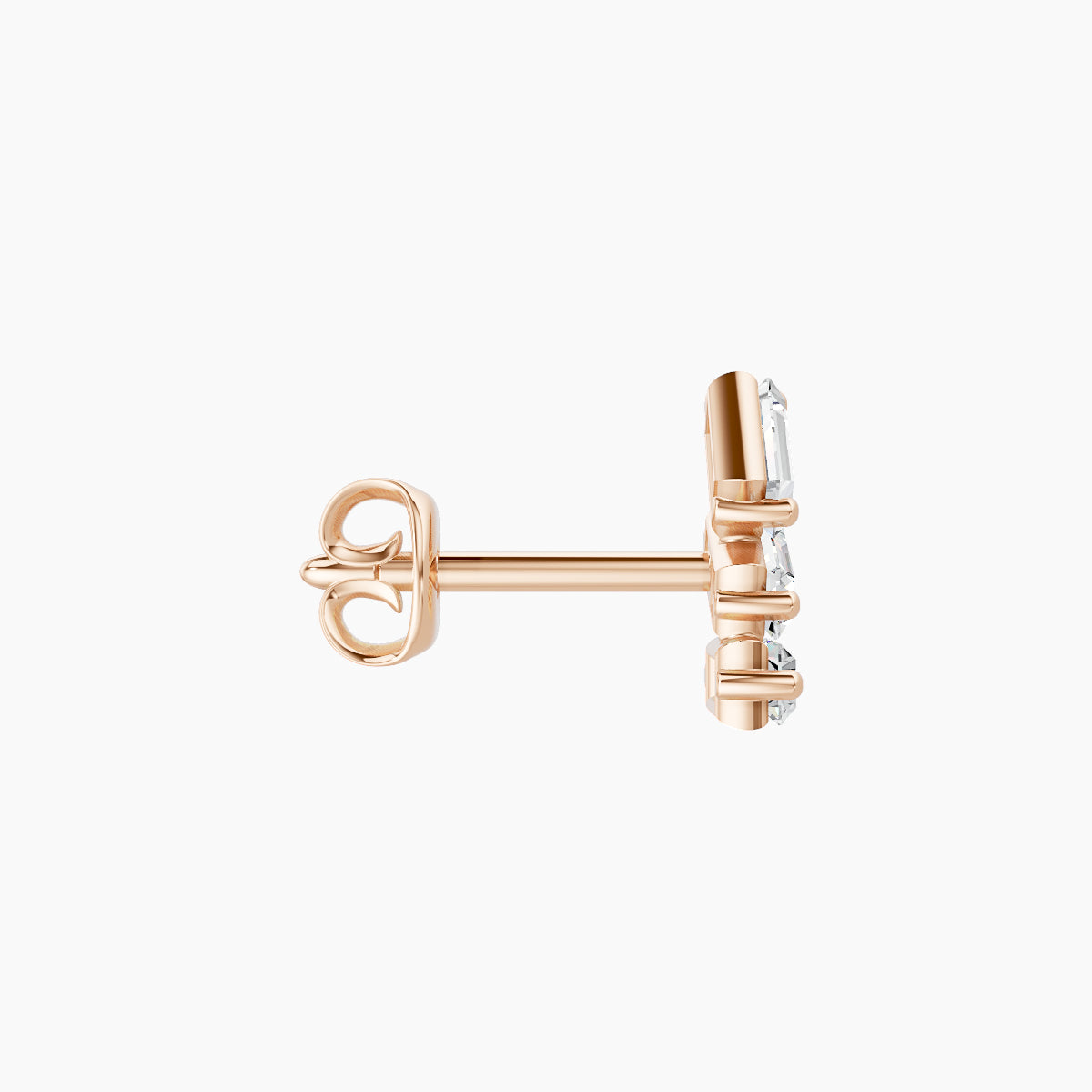Circe | 18k Rose Gold 7 mm Trilogy Diamond Left Earring