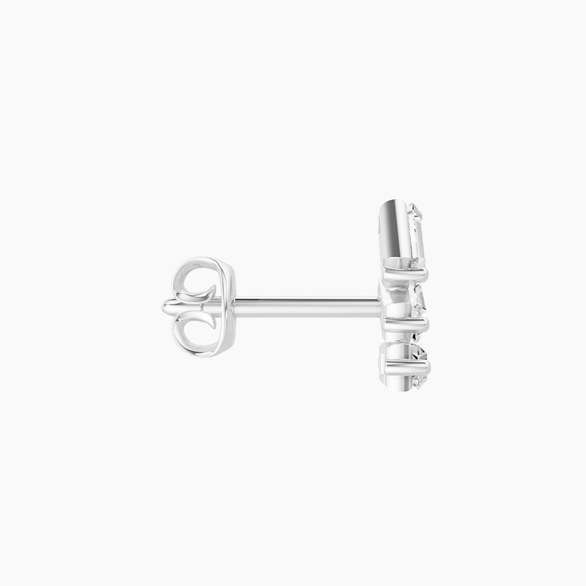 Circe | 18k White Gold 7 mm Trilogy Diamond Left Earring