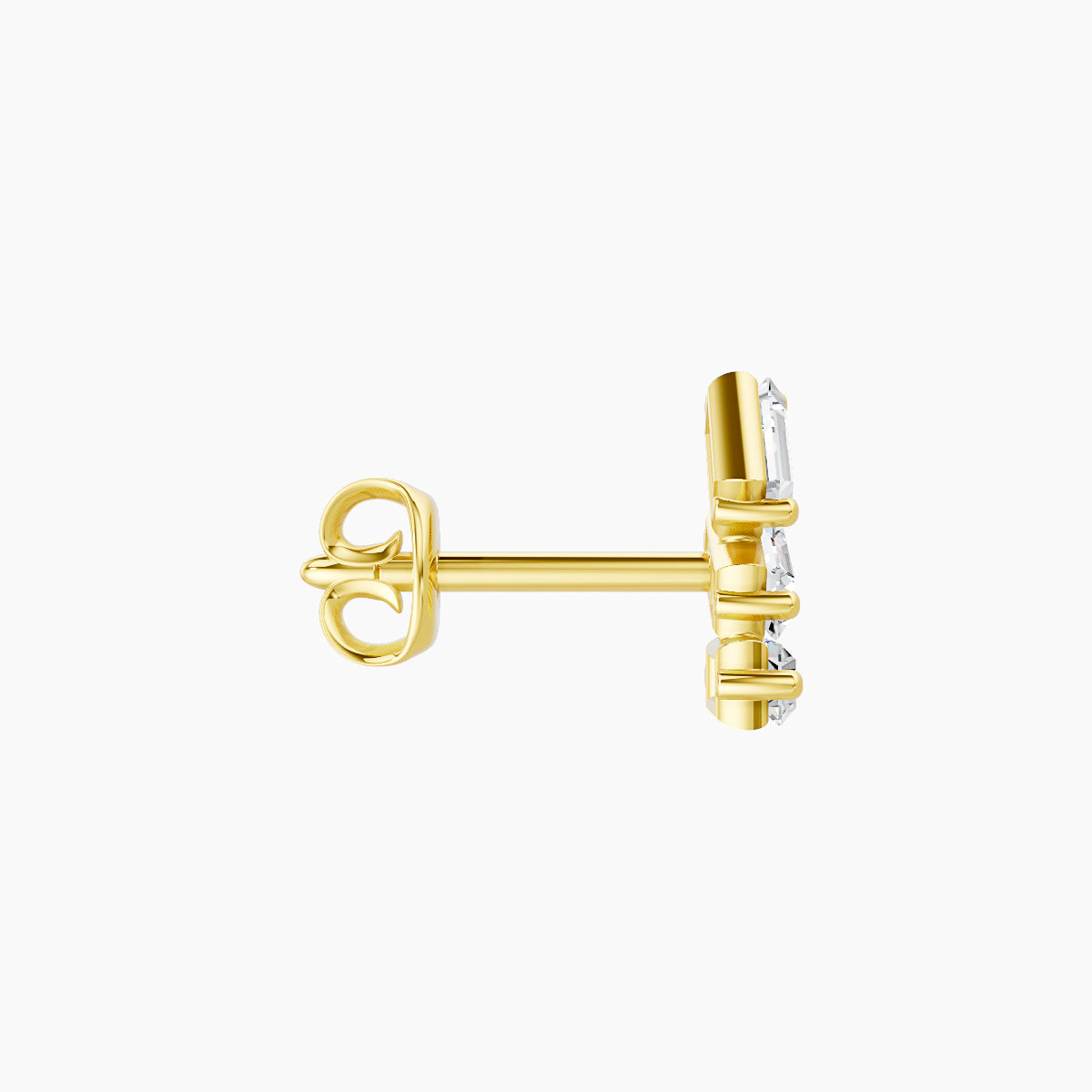 Circe | 18k Yellow Gold 7 mm Trilogy Diamond Left Earring