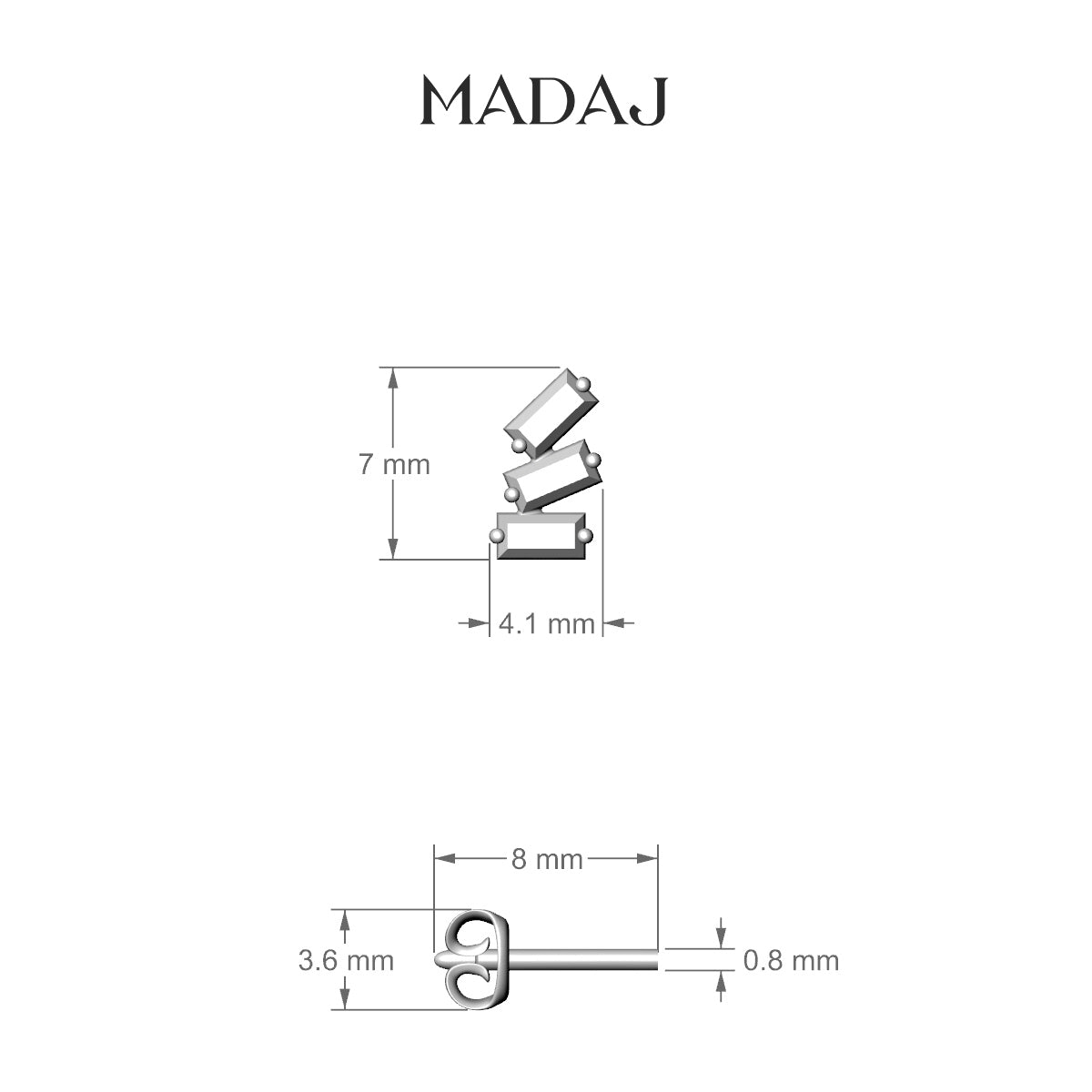 Circe | 18k Yellow Gold 7 mm Trilogy Diamond Left Earring