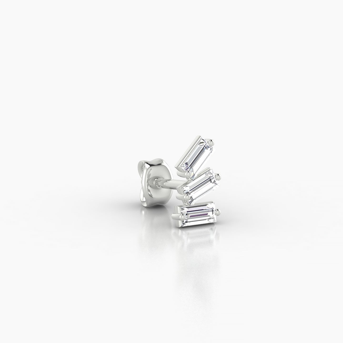 Circe | 18k White Gold 7 mm Trilogy Diamond Left Earring