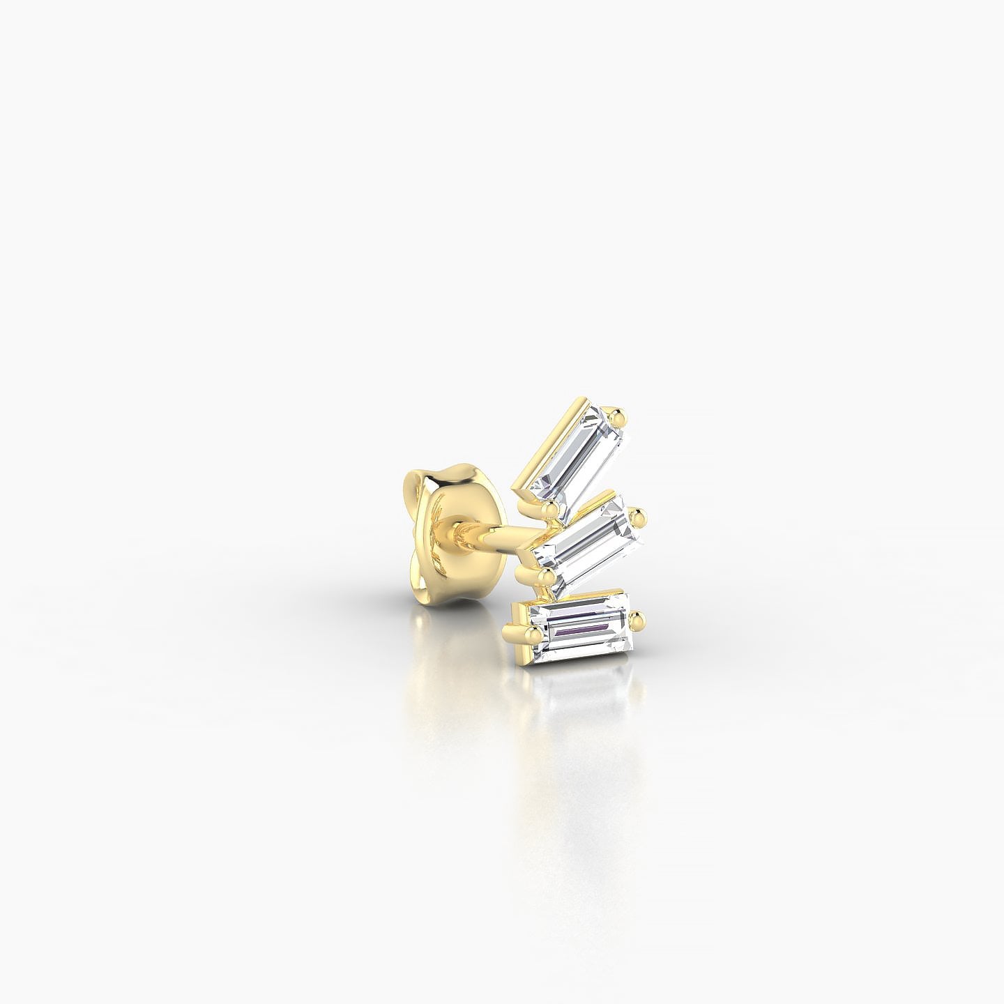 Circe | 18k Yellow Gold 7 mm Trilogy Diamond Left Earring