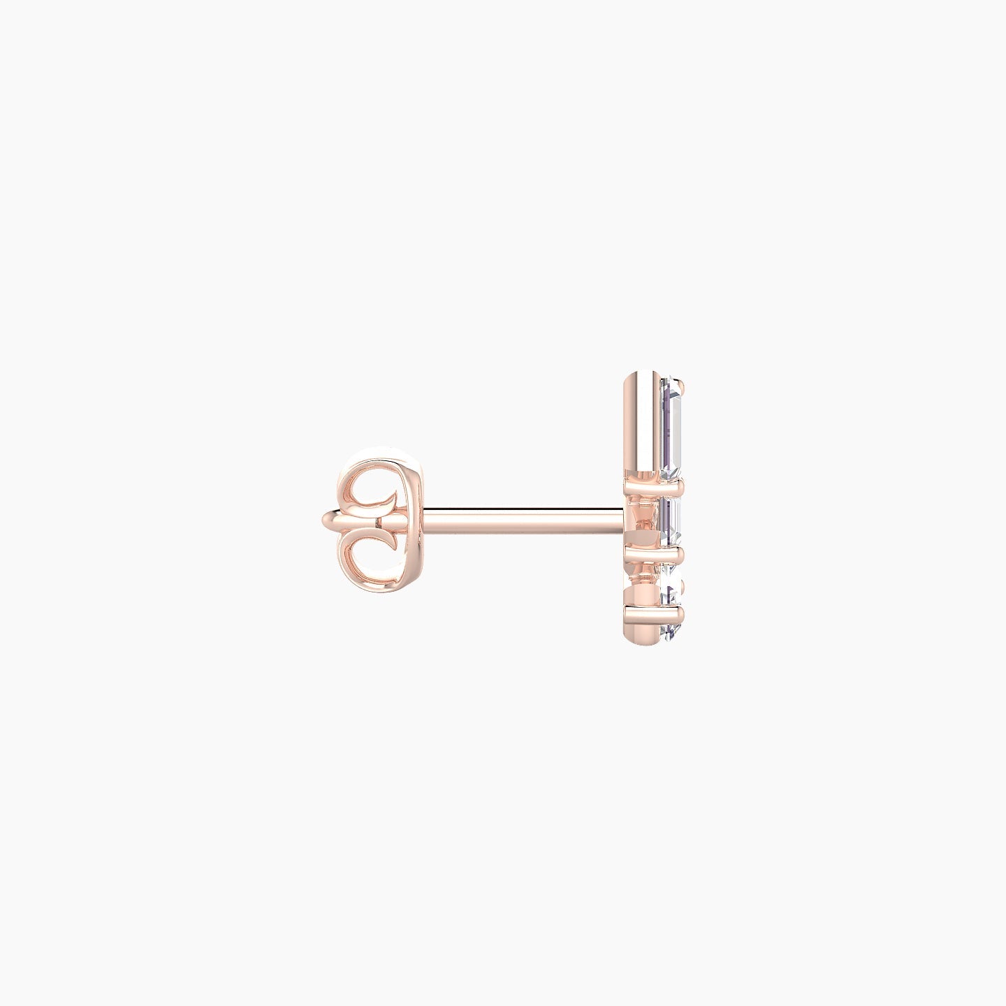 Circe | 18k Rose Gold 7 mm Trilogy Diamond Left Earring