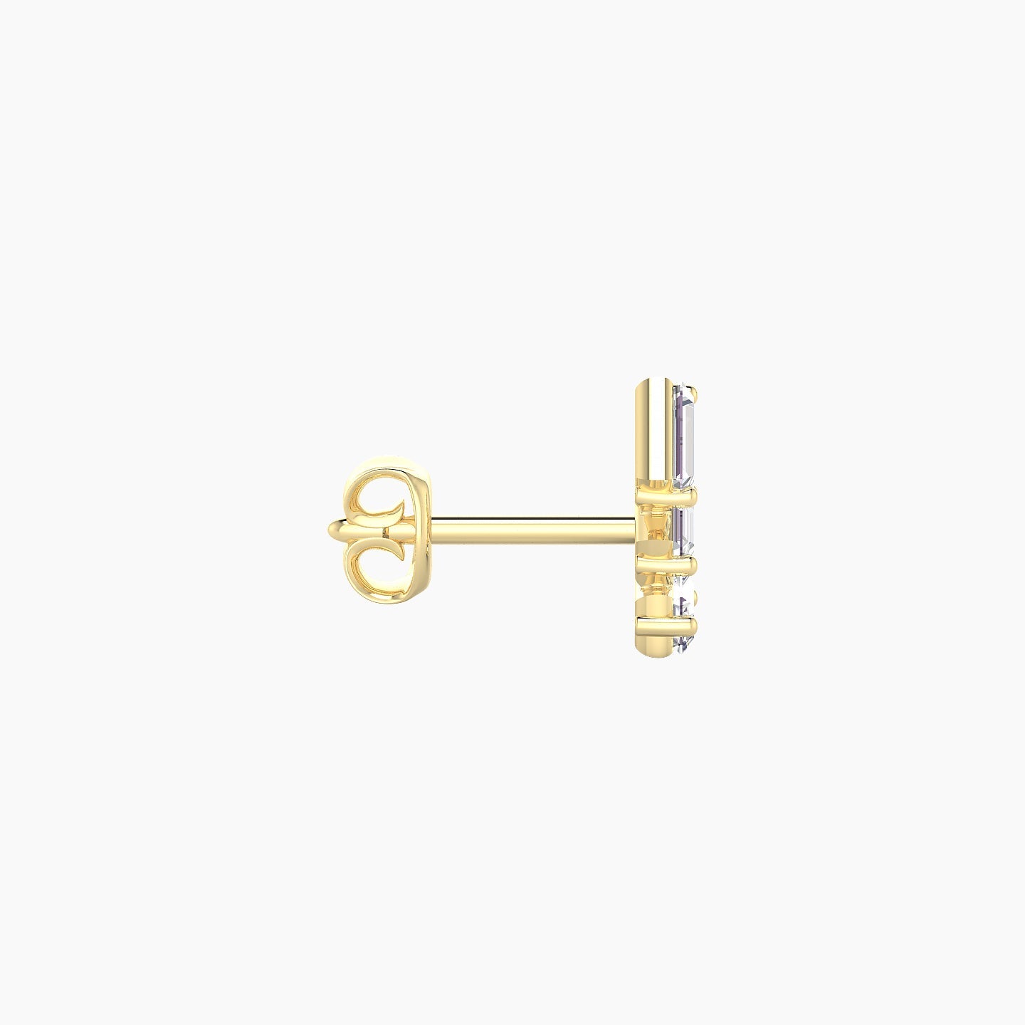 Circe | 18k Yellow Gold 7 mm Trilogy Diamond Left Earring