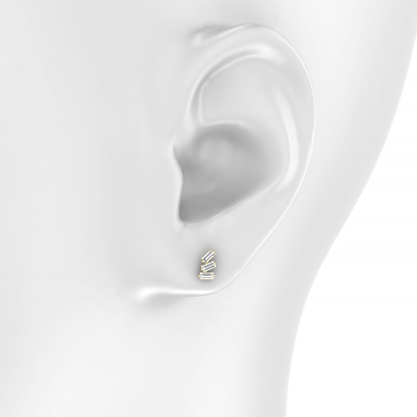 Circe | 18k Yellow Gold 7 mm Trilogy Diamond Left Earring