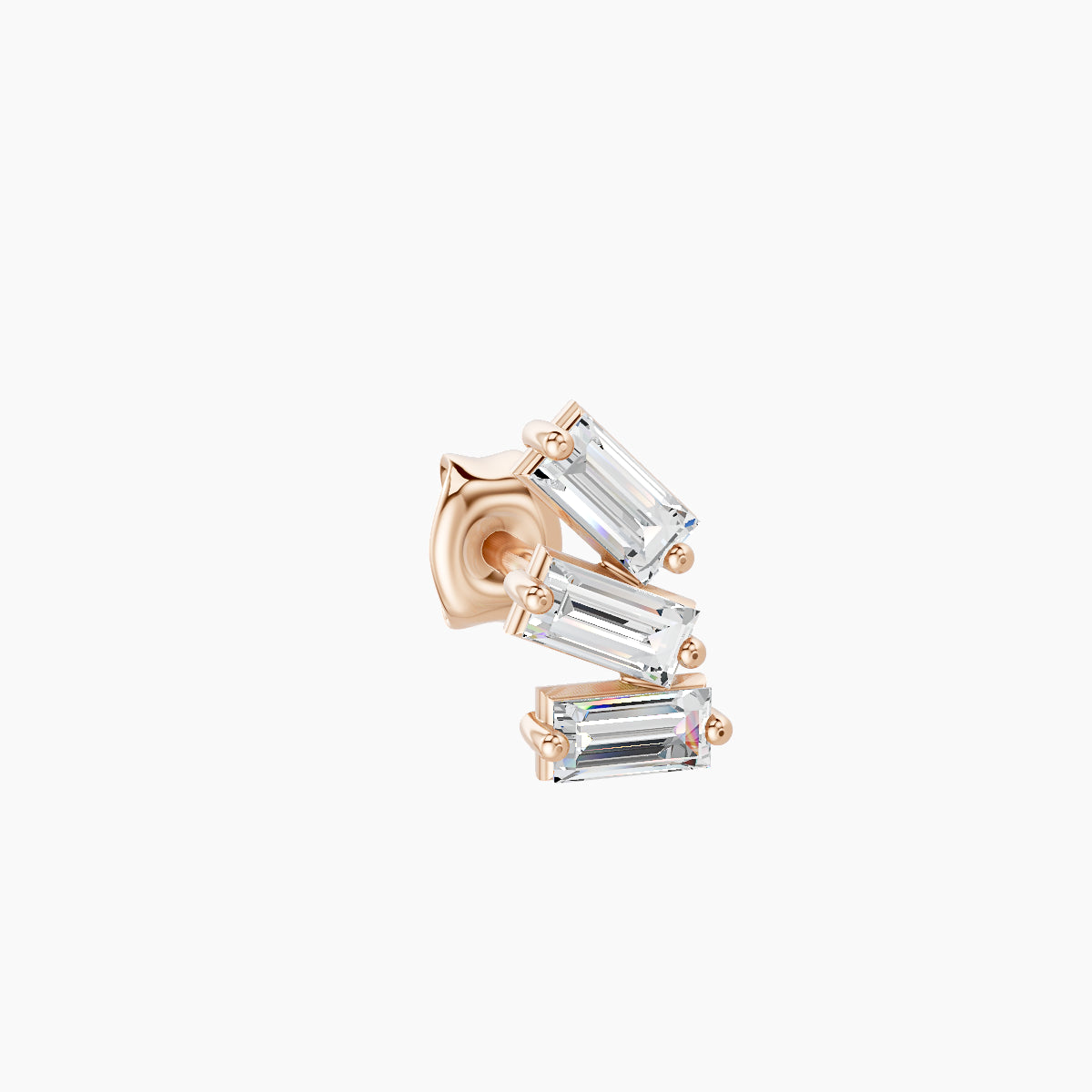 Circe | 18k Rose Gold 7 mm Trilogy Diamond Right Earring