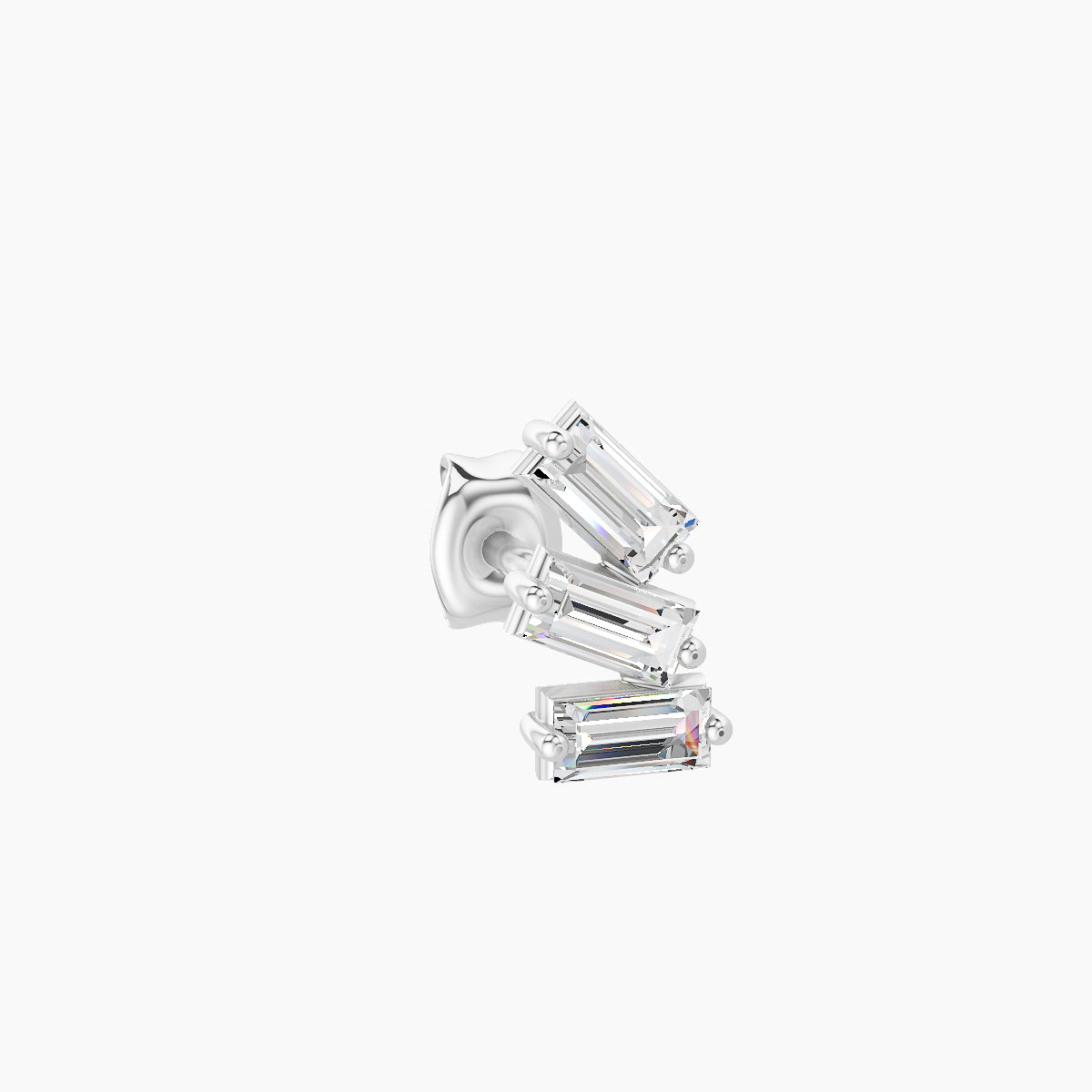 Circe | 18k White Gold 7 mm Trilogy Diamond Right Earring