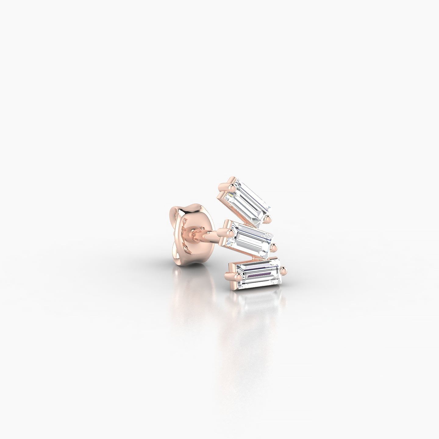 Circe | 18k Rose Gold 7 mm Trilogy Diamond Right Earring