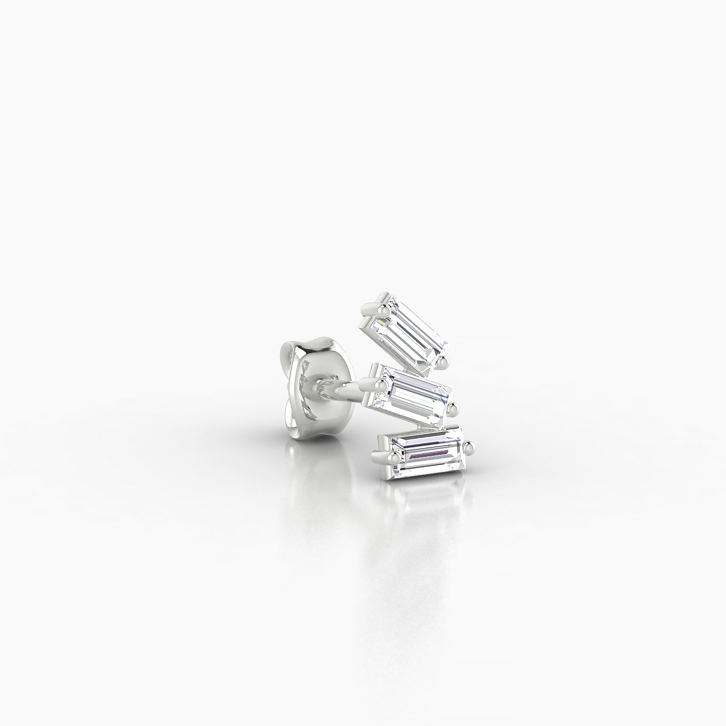 Circe | 18k White Gold 7 mm Trilogy Diamond Right Earring