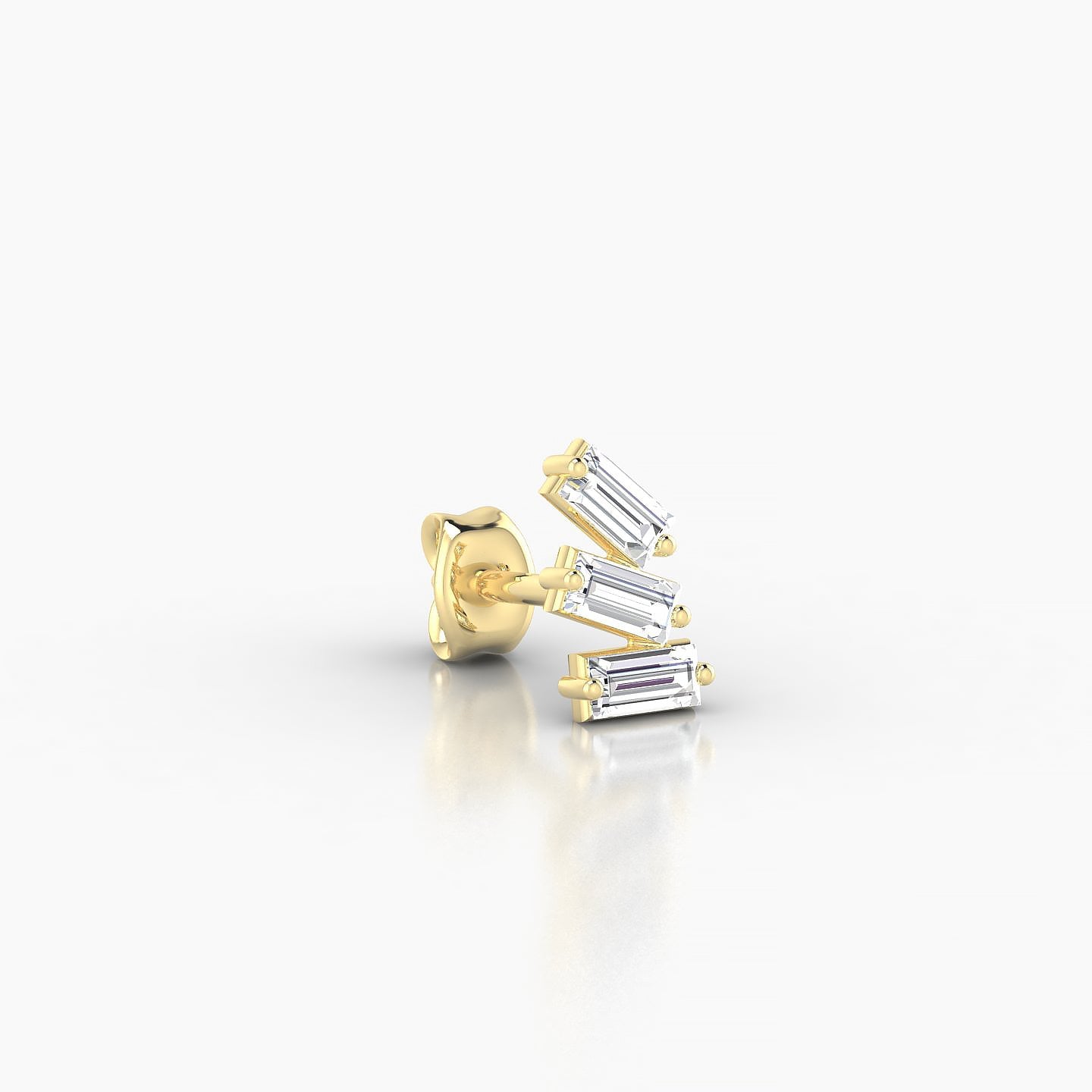 Circe | 18k Yellow Gold 7 mm Trilogy Diamond Right Earring