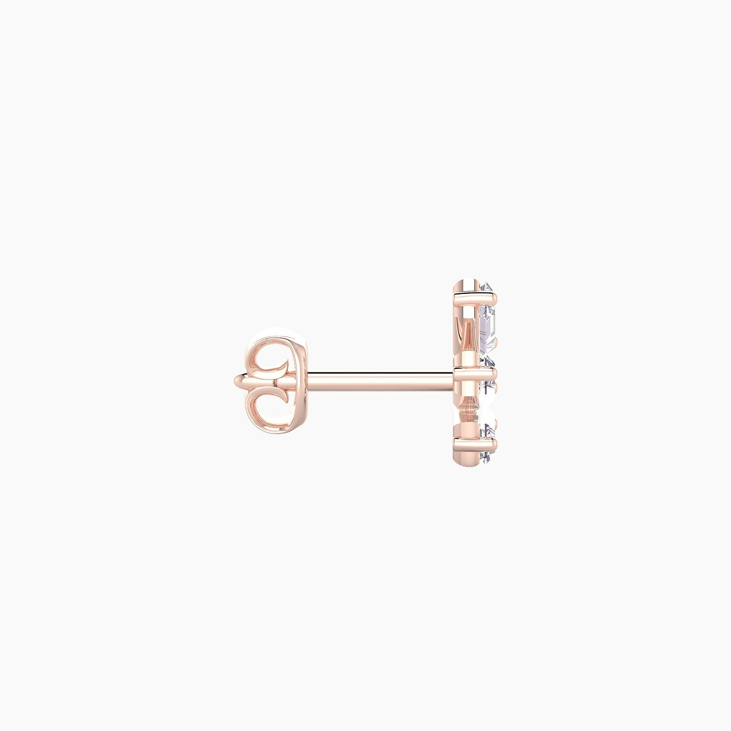 Circe | 18k Rose Gold 7 mm Trilogy Diamond Right Earring