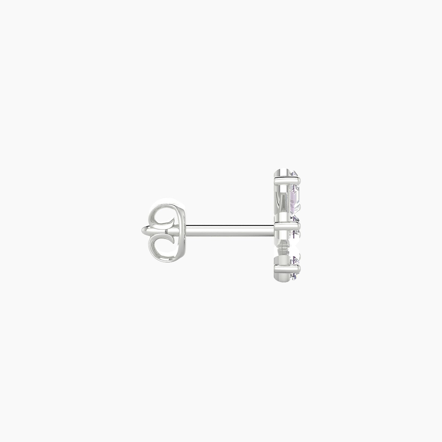 Circe | 18k White Gold 7 mm Trilogy Diamond Right Earring